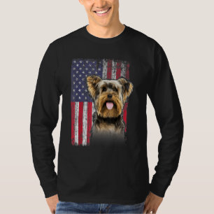 Yorkshire American Usa Flag 4th Of July Fourth Dog T-Shirt