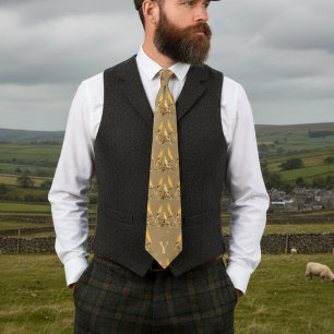  Yorkshire  canary pattern - your monogram  Tie