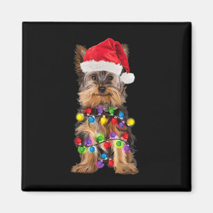 Yorkshire Christmas Yorkie Dog Santa Hat Christmas Magnet