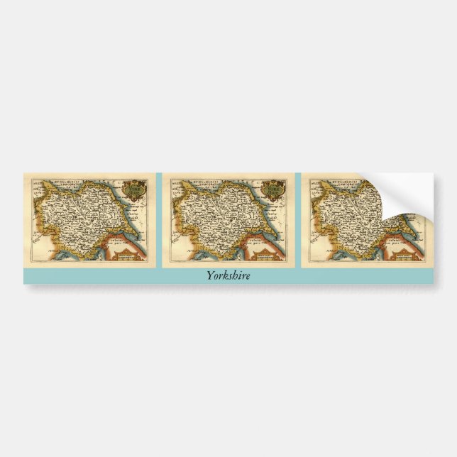 Yorkshire County England Old Antiquarian Atlas Map Bumper Sticker (Front)