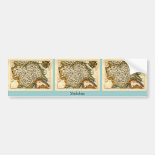 Yorkshire County Map, England Bumper Sticker