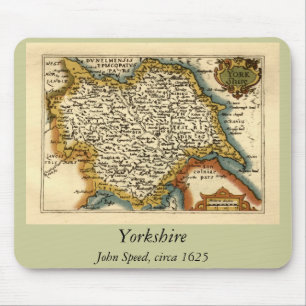 Yorkshire County Map, England Mouse Pad