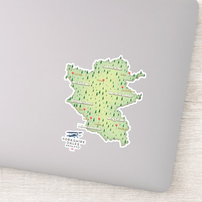 Yorkshire Dales England map (Detail)