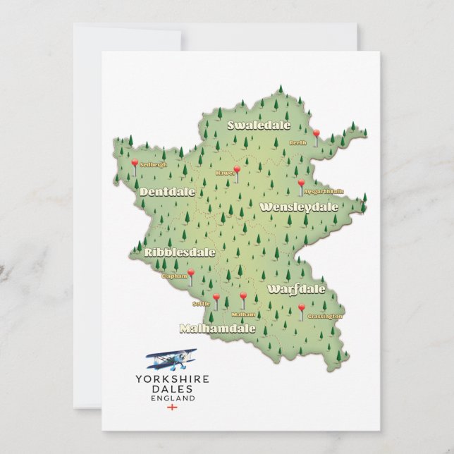 Yorkshire Dales England map (Front)