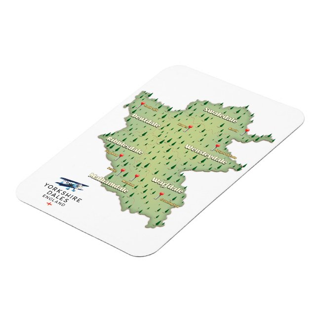 Yorkshire Dales England map Magnet (Left Side)