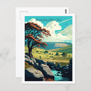 Yorkshire Dales National Park vintage travel place Postcard