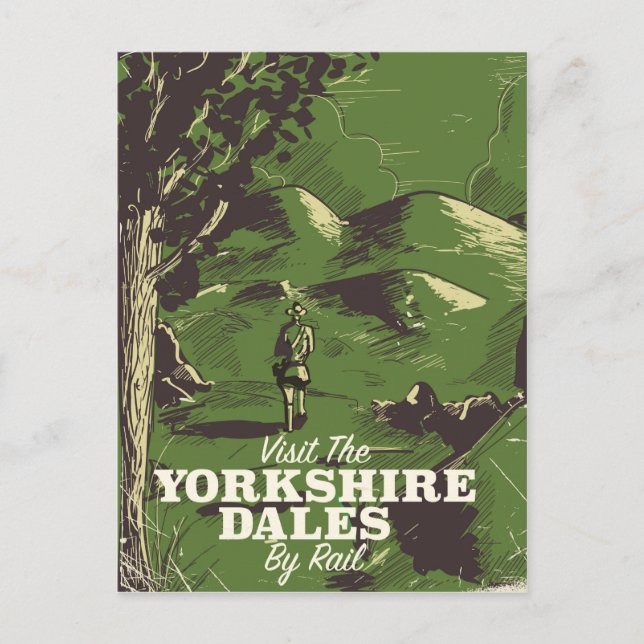 Yorkshire Dales vintage style travel poster Postcard (Front)