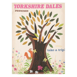 Yorkshire Dales vintage Travel Print. Tablecloth