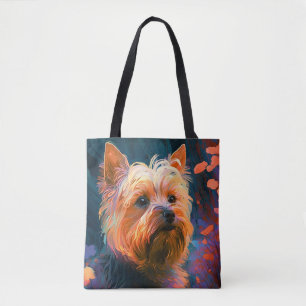 Yorkshire Dog Animal Portrait Painting Pet Home Tote Bag