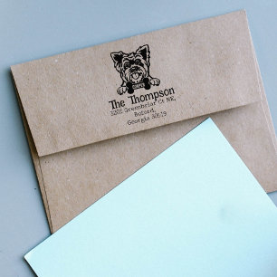 Yorkshire Dog, Custom Return Address,  Rubber Stamp