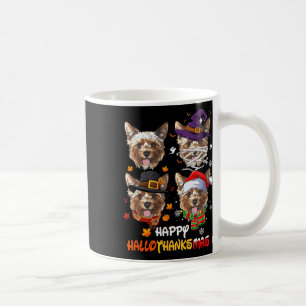 Yorkshire Dog Hallothanksmas Halloween Thanksgivin Coffee Mug