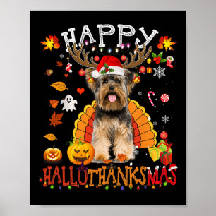 Yorkshire Dog Halloween Christmas Dog Happy Hallot Poster