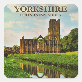 Yorkshire, Fountains Abbey, Square Sticker