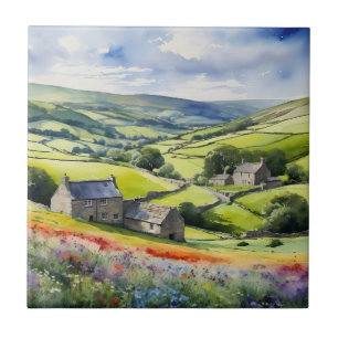 "Yorkshire Meadowsong" Landscape Yorkshire Dales  Ceramic Tile