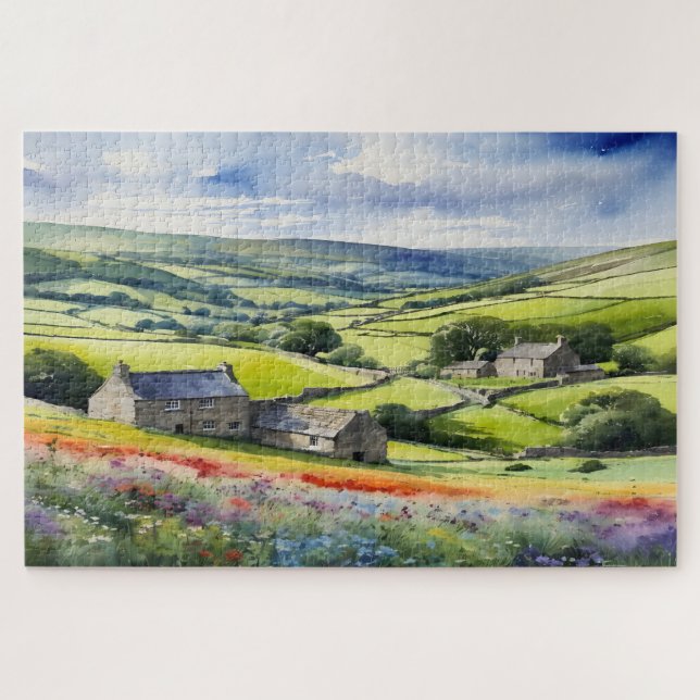 "Yorkshire Meadowsong" Landscape Yorkshire Dales  Jigsaw Puzzle (Horizontal)