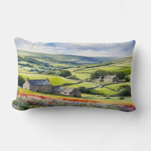 "Yorkshire Meadowsong" Landscape Yorkshire Dales Lumbar Cushion