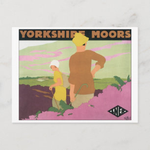 Yorkshire Moors Vintage Travel Poster Postcard