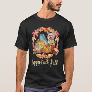 Yorkshire Owner Cute Autumn Dog Lover Happy Fall Y T-Shirt