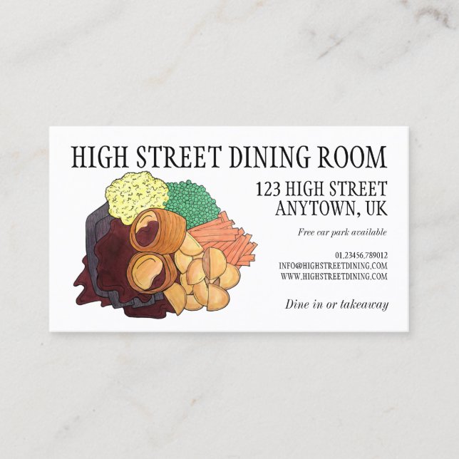 Yorkshire Pudding Sunday Roast UK British Food Business Card (Front)
