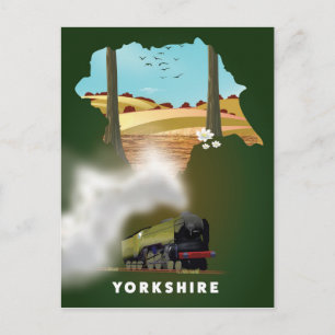 Yorkshire Railway map travel print Postcard