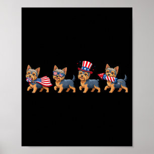 Yorkshire Terrier Aamerican Usa Flag Memorial Day Poster
