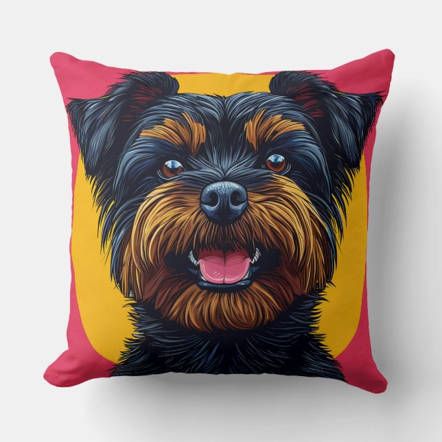 Yorkshire Terrier Against a Bright Background Cushion (Front)