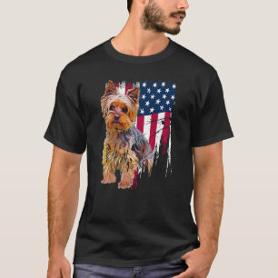 Yorkshire Terrier American Flag USA Awesome  T-Shirt