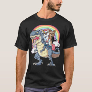 Yorkshire Terrier And Unicorn Ride T-Rex Like Boss T-Shirt