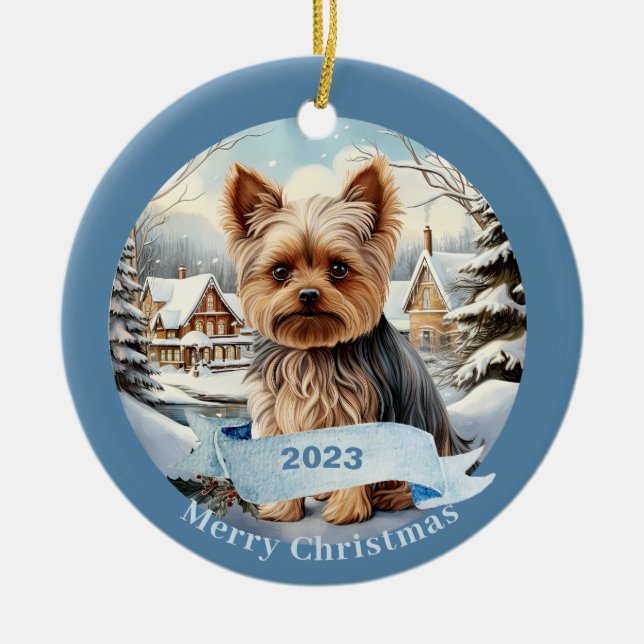 Yorkshire Terrier  Art  Dog Pet  Ceramic Ornament (Front)