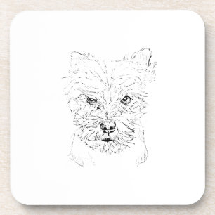 Yorkshire Terrier Art,Minimalist Line Drawing Coaster