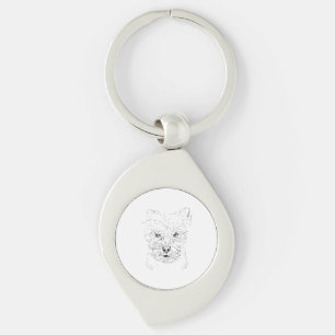 Yorkshire Terrier Art,Minimalist Line Drawing Key Ring