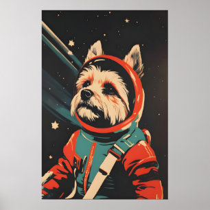Yorkshire Terrier Astronaut Poster, Yorkshire Poster