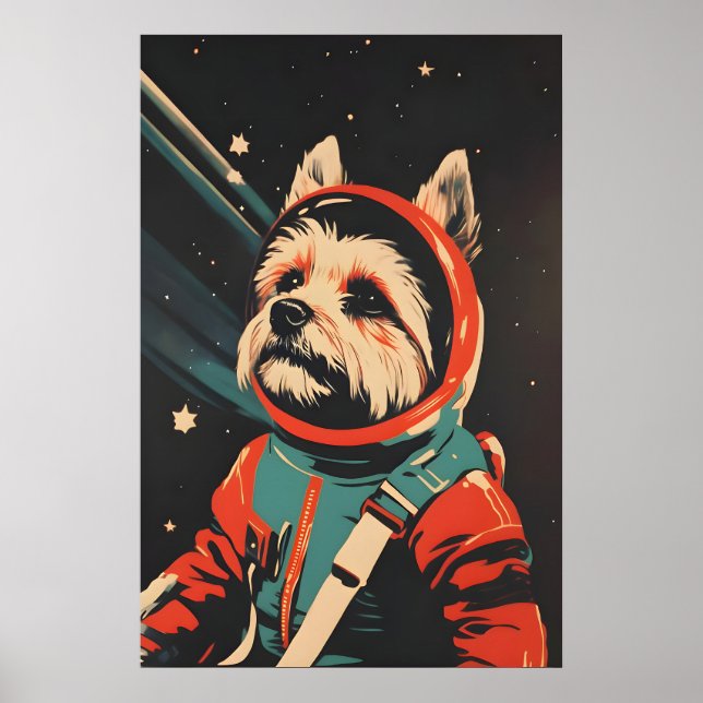 Yorkshire Terrier Astronaut Poster, Yorkshire Poster (Front)