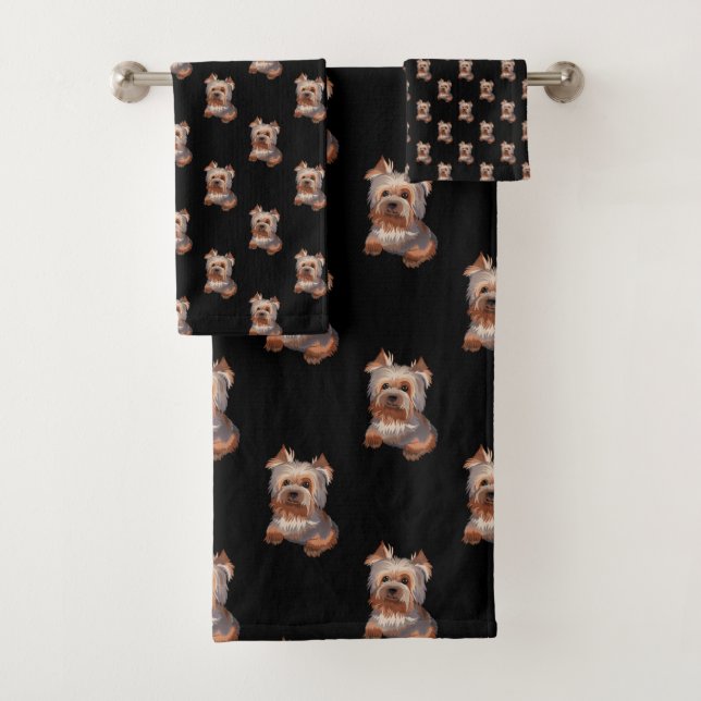 Yorkshire Terrier Bath Towel Set (Insitu)