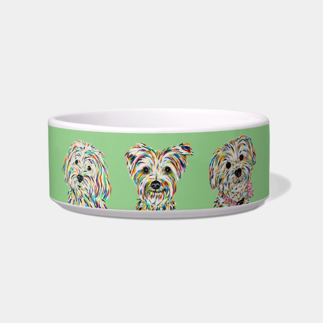 Yorkshire Terrier Bichon Maltipoo Green Bowl (Front)