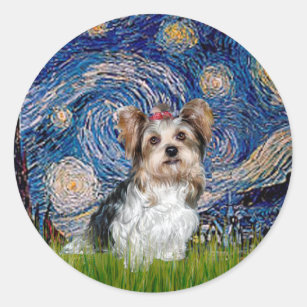 Yorkshire Terrier (Biewer) - Starry Night Classic Round Sticker