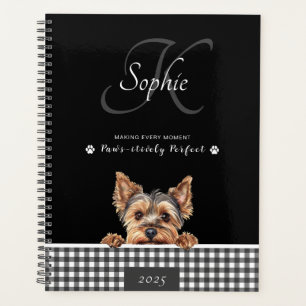 Yorkshire Terrier Black White Plaid Custom Planner