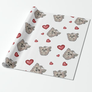 Yorkshire Terrier Bows Hearts Gift Wrapping Paper