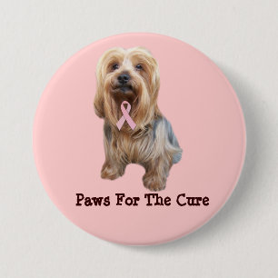 Yorkshire Terrier Breast Cancer Button