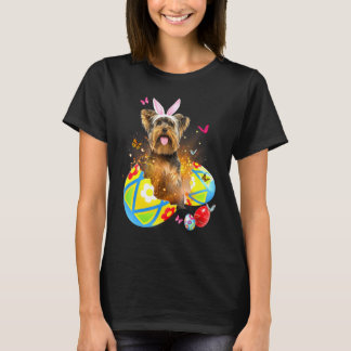 Yorkshire Terrier Bunny Ear Eggs Hunt Easter Costu T-Shirt