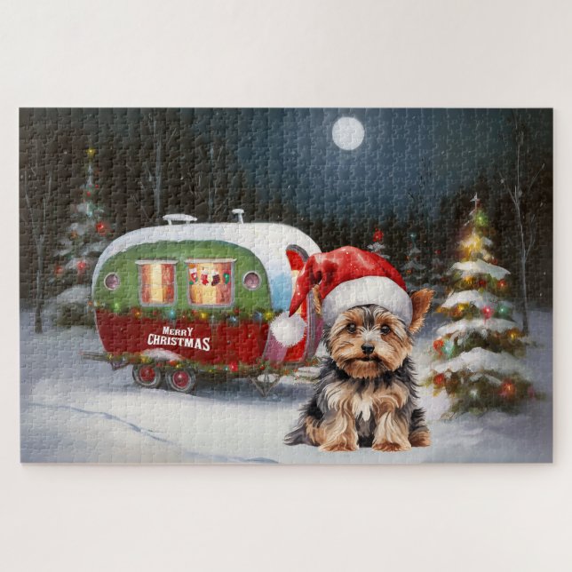Yorkshire Terrier Caravan Christmas Adventure Jigsaw Puzzle (Horizontal)