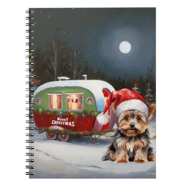 Yorkshire Terrier Caravan Christmas Adventure Notebook (Front)