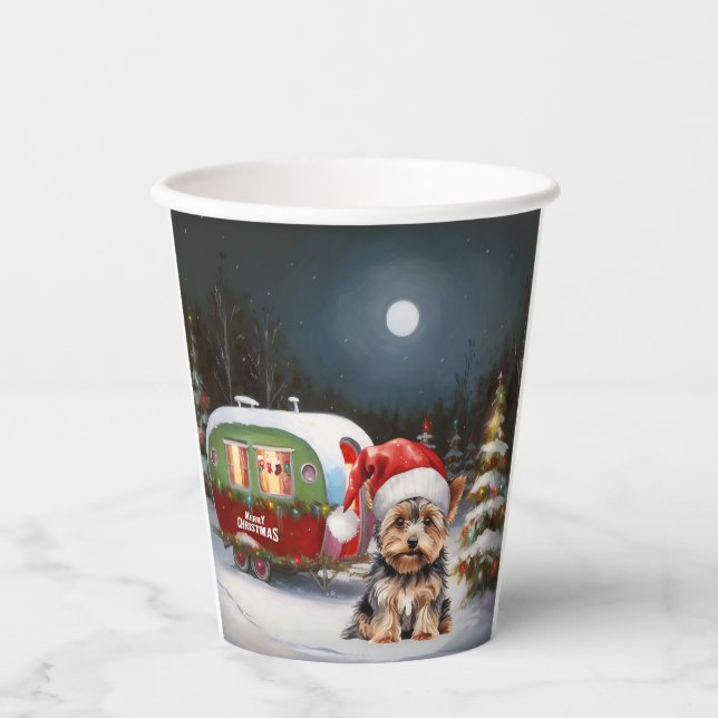 Yorkshire Terrier Caravan Christmas Adventure Paper Cups (Front)