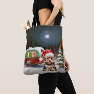 Yorkshire Terrier Caravan Christmas Adventure Tote Bag
