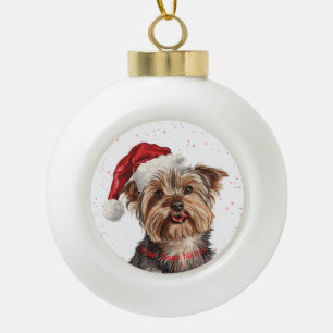 Yorkshire Terrier Ceramic Ball Christmas Ornament