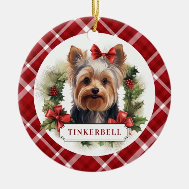 Yorkshire Terrier Ceramic Circle Ornament (Front)