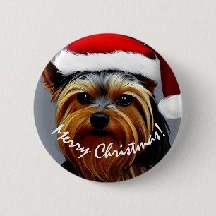 Yorkshire Terrier Christmas 6 Cm Round Badge
