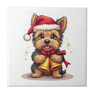Yorkshire Terrier Christmas Bells Ceramic Tile