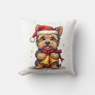 Yorkshire Terrier Christmas Bells Cushion