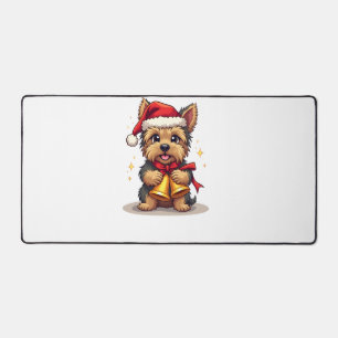 Yorkshire Terrier Christmas Bells Desk Mat